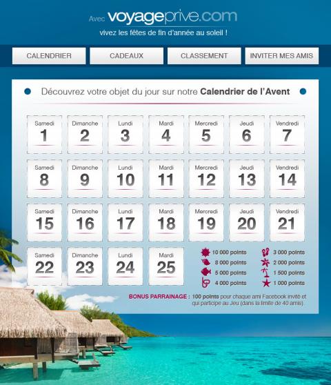 Calendrier de l'Avent Voyage Privé