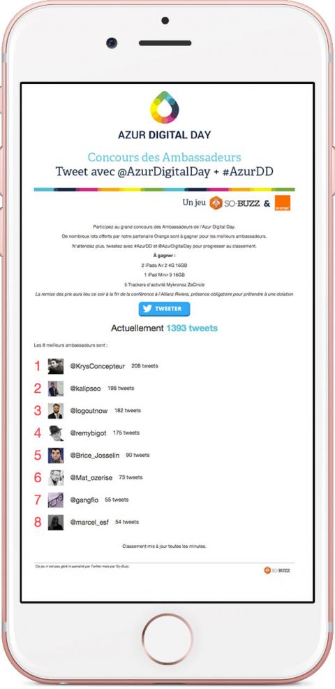 Application Twitter Azur Digital Day par So-Buzz