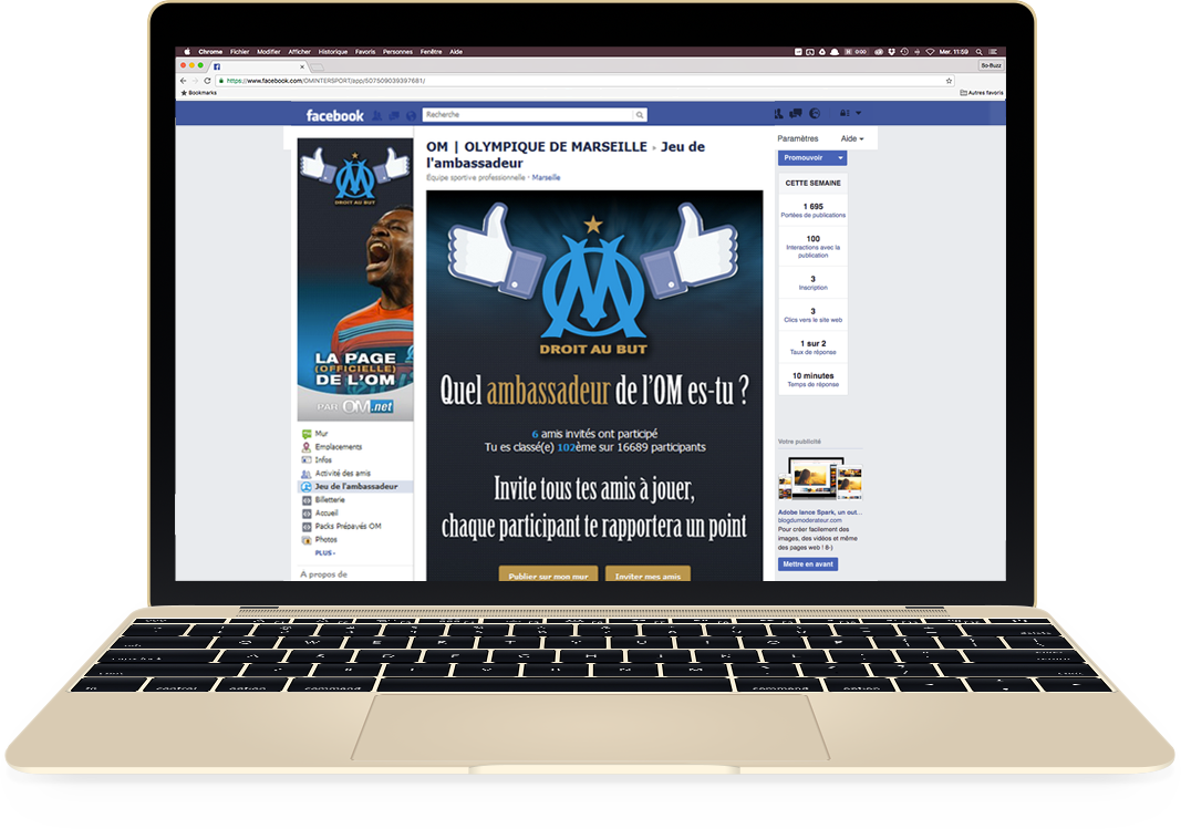 Application Facebook pour l'OM