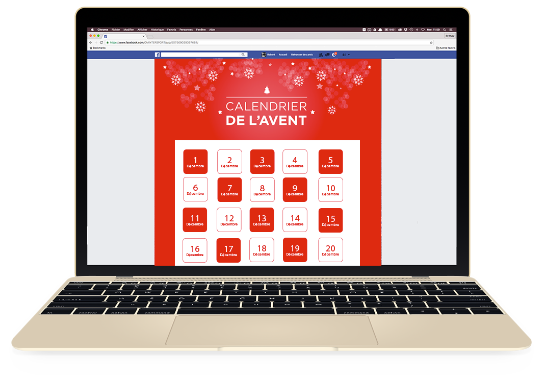 Application de calendrier de l'avent sur Facebook
