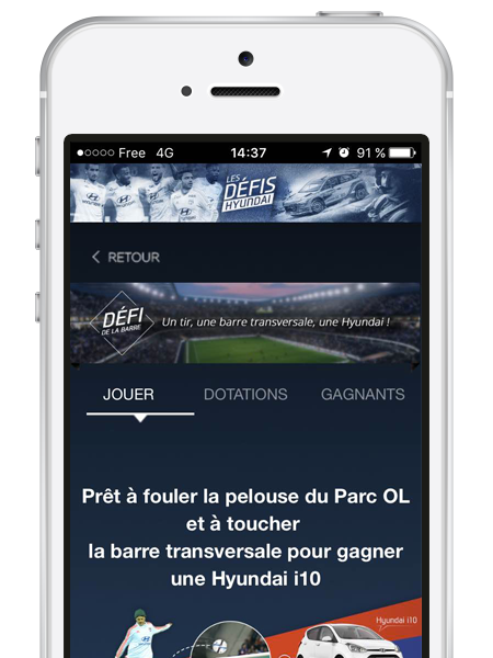 Application Facebook pour les défis Hyundai