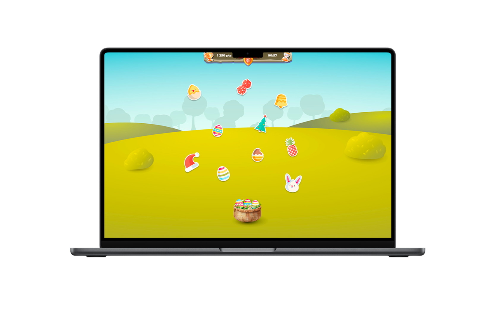 Exemple de jeu-concours Attrape les objets pour Pâques