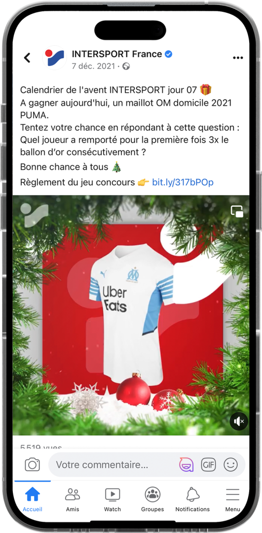 Calendrier de l'Avent Intersport Facebook