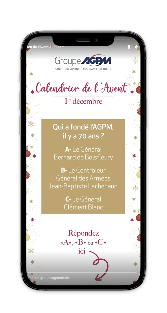 Exemple d'un Calendrier de l'Avent en stories