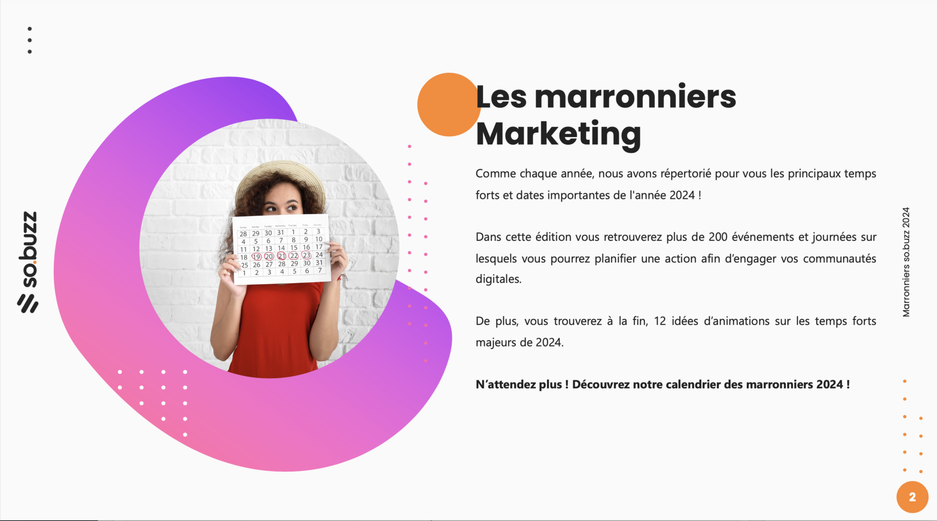 Calendrier des marronniers marketing 2024