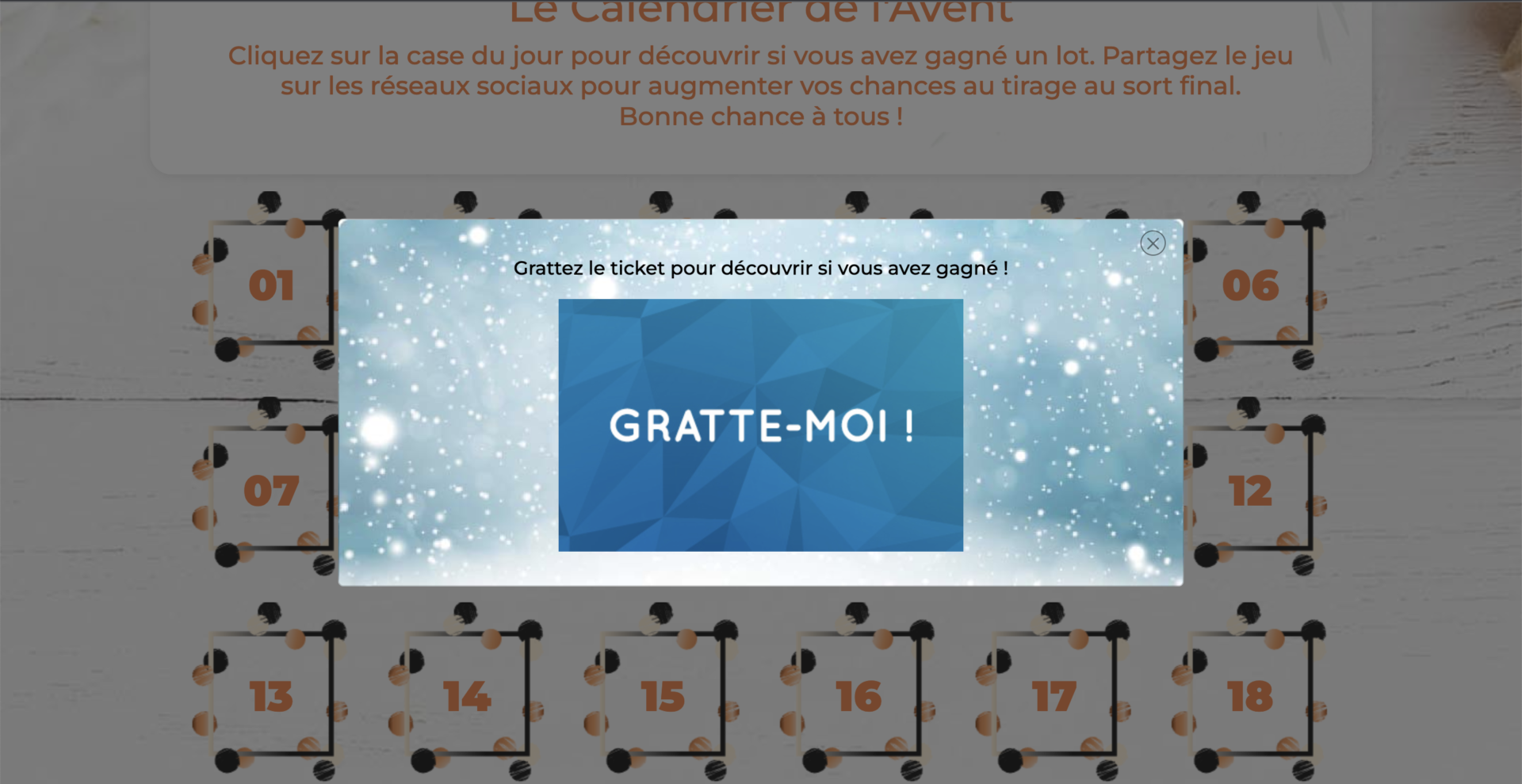 Exemple Ticket Calendrier de l'Avent SaaS