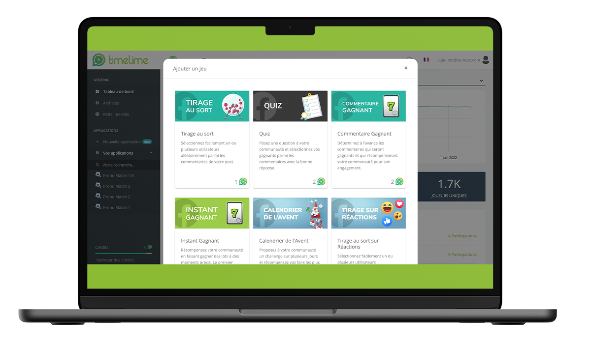 Timelime : Outil de gestion de jeux concours sur les réseaux sociaux